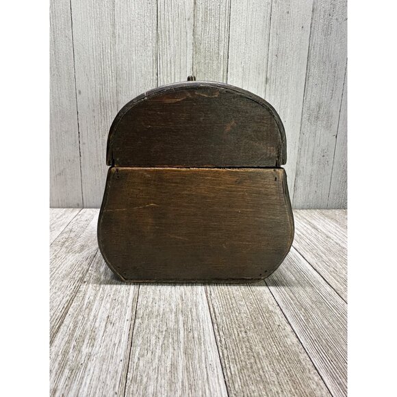 Vintage Jewelry Trinket Treasure Box Wood Wicker Rattan Hinged Lid w/ Top Handle - Picture 2 of 10